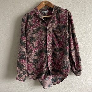 VINTAGE patterned Button Up Silk Shirt